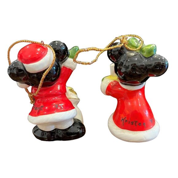 Vintage Schmid Japan Disney Ceramic Christmas Ornament Mickey Minnie Mouse - Picture 3 of 5